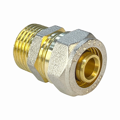 Соединитель Valfex для труб PE-RT/Al/PE-RT, обжимной с переходом на НР 20 x 3/4 дюйма Соединитель Valfex для труб PE-RT/Al/PE-RT, обжимной с переходом на НР 20 x 3/4 дюйма