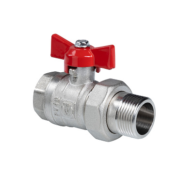 Кран шаровый VALTEC СТАНДАРТ, никель, с полусгоном, рукоятка бабочка 1, вн.-нар. PN40 (ГОСТ) (VT.127.N.06) Кран шаровый VALTEC СТАНДАРТ, никель, с полусгоном, рукоятка бабочка 1, вн.-нар. PN40 (ГОСТ) (VT.127.N.06)