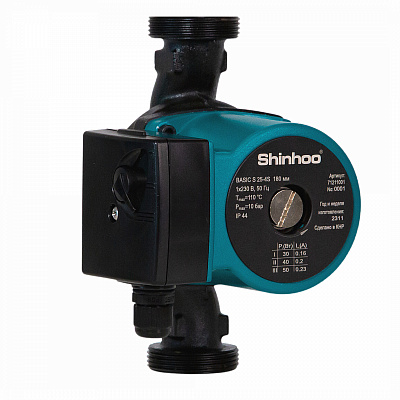 Циркуляционный насосы Shinhoo BASIC S 32-4S 180 1x230V Циркуляционный насосы Shinhoo BASIC S 32-4S 180 1x230V