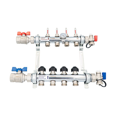 Комплект коллекторов РЕХАУ HKV-D на 3 контура, нержавеющая сталь Комплект коллекторов РЕХАУ HKV-D на 3 контура, нержавеющая сталь