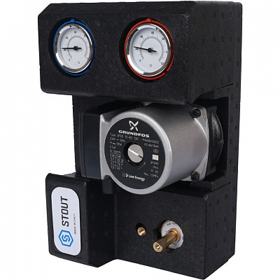 Насосная группа Stout DN20 (3/4 ), с 3-ходовым приводным смесителем, с насосом Grundfos UPSO 15-65 130 Насосная группа Stout DN20 (3/4 ), с 3-ходовым приводным смесителем, с насосом Grundfos UPSO 15-65 130