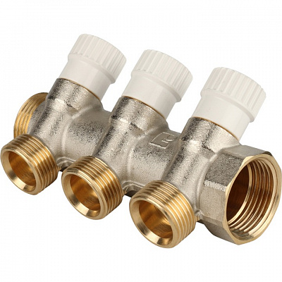 Коллектор Stout с регулировочными вентилями 1x3/4EK с 3 отводами, SMB 6851 013403 Коллектор Stout с регулировочными вентилями 1x3/4EK с 3 отводами, SMB 6851 013403