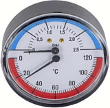 Термоманометр MVI аксиальный диаметр корпуса, мм: D80, 10 bar (1 МПа) от 0C до 120C, 1/2
