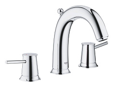 Смеситель для раковины Grohe BauClassic двухвентильный, на 3 отверстия, монтаж на раковину, хром 20470000