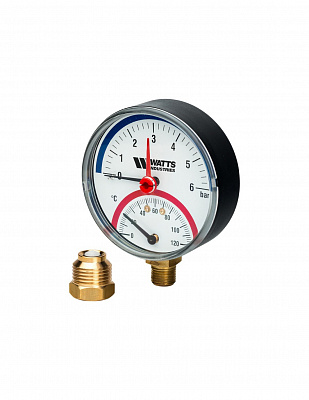 Термоманометр Watts F+R 828/6, радиальный Термоманометр Watts F+R 828/6, радиальный