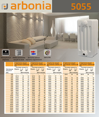 Стальной трубчатый радиатор отопления Arbonia 5055 / 1 секция