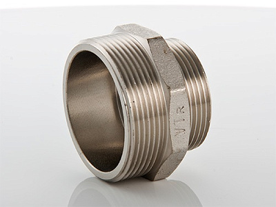 Ниппель VALTEC переходной 1/2 х 3/8 наружная резьба, никелированная латунь