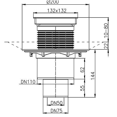 Трап HL 310NPr-3000 с Сухим сифоном, с решеткой 3020
