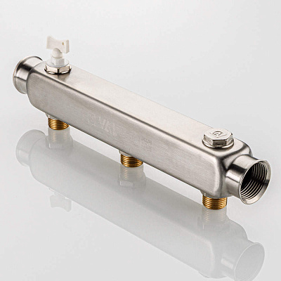 Коллектор VALTEC SQ из нержавеющей стали, шаг 100 мм 1x1/2x2 (VTc.510.SQ.060402)